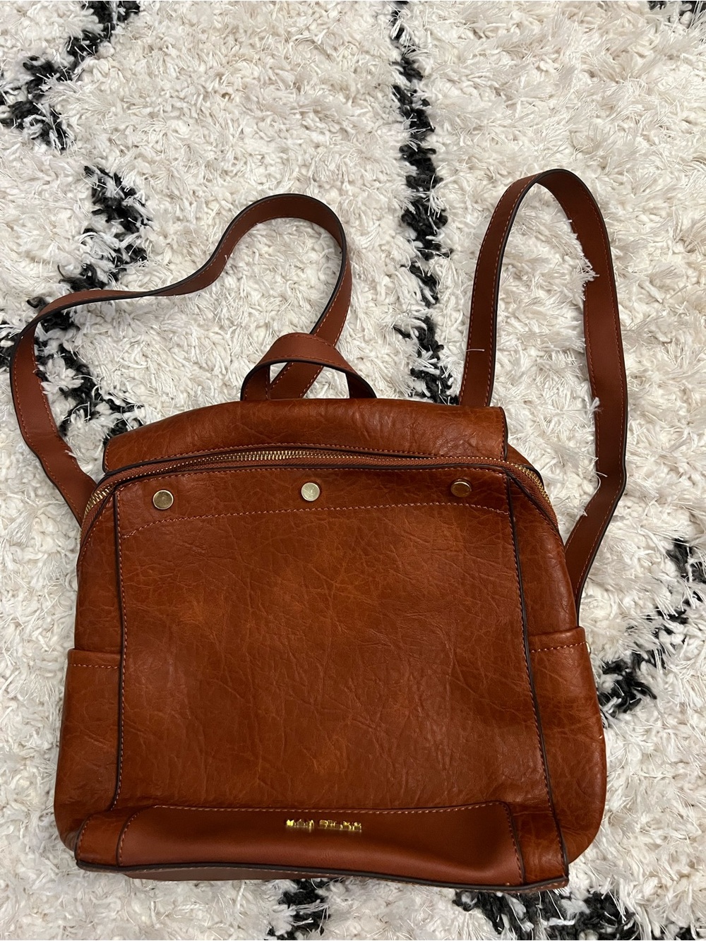 Max Studio Brown Leather Backpack Purse